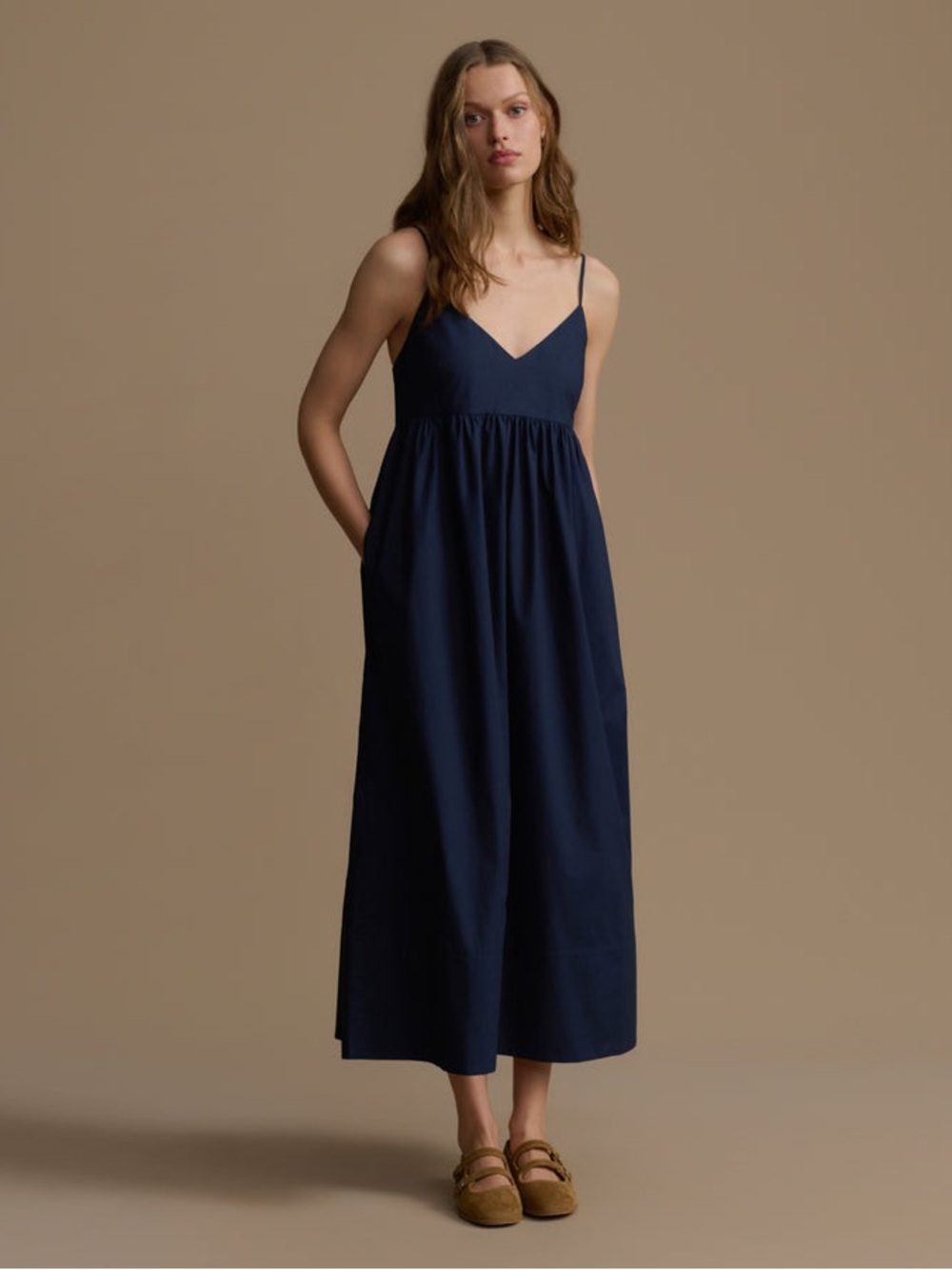 Jenni Kayne Cove Dress Navy Cotton Minimalist with Pockets Size Extra Large